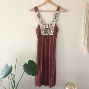 Embroidered Rust Dress
